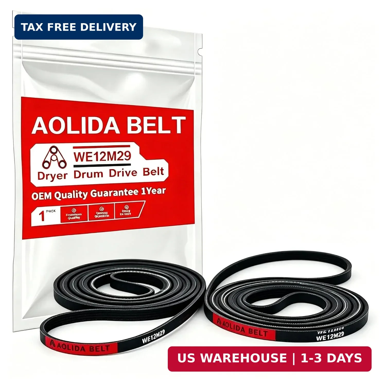 2 PCS Dryer Drum Drive Belt GE WE12M29 WE03X29897 (89.5 Inches) Replacement for