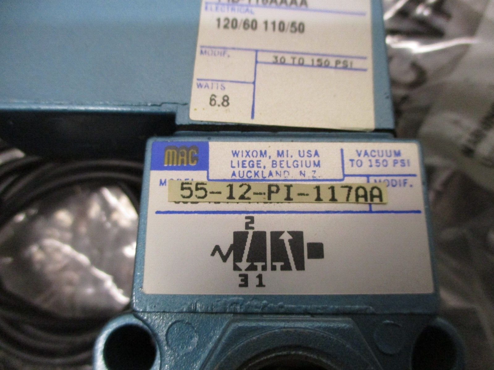 NEW MAC 55B-12-PI-117AA DIRECTIONAL SOLENOID VALVE UNIT W/ PID-116AAAA