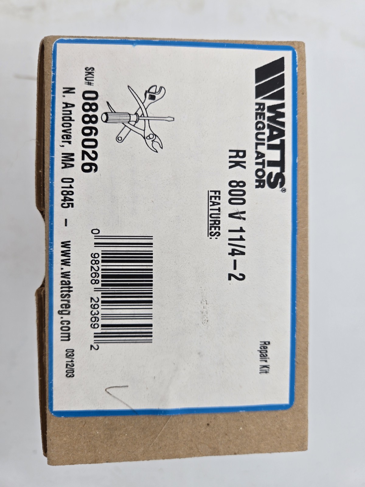 Watts RK 800V 1-1/4″–2″ Repair Kit 0886026 for 800M4 Pressure Vacuum Breaker…
