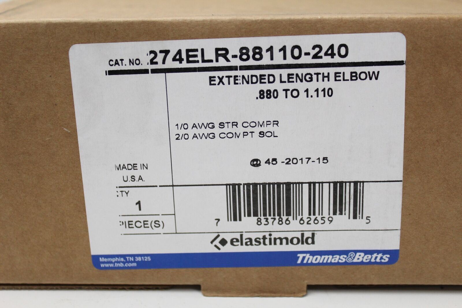 Elastimold 274ELR-88110-240 Extended Length Elbow .880-1.110 200AMP Loadbreaker