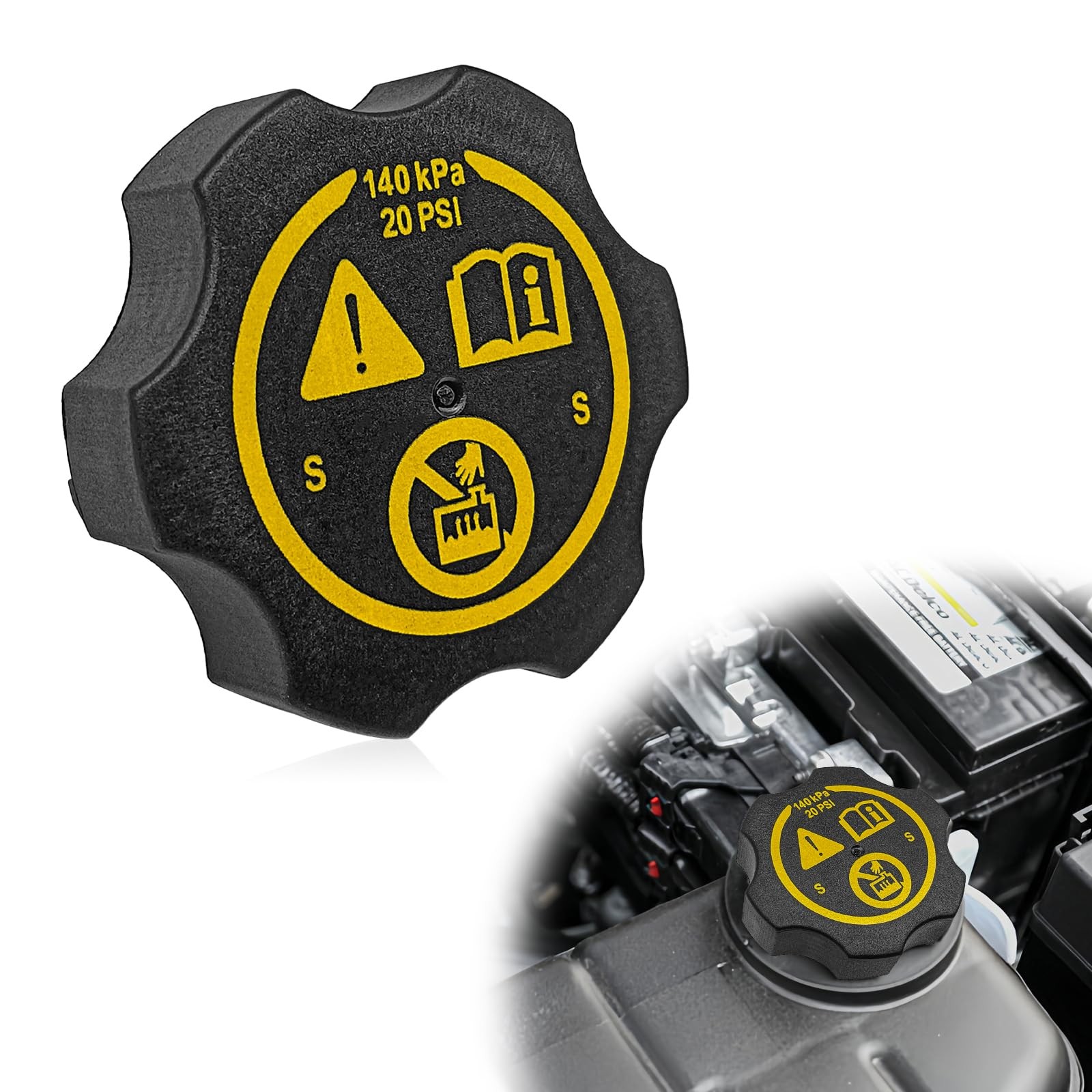Universal Coolant Reservoir Cap Compatible with Chevy GMC Buck Cadilac -Silve…