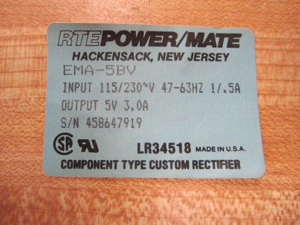 RTE Power/Mate EMA-5BV Power Supply EMA5BV