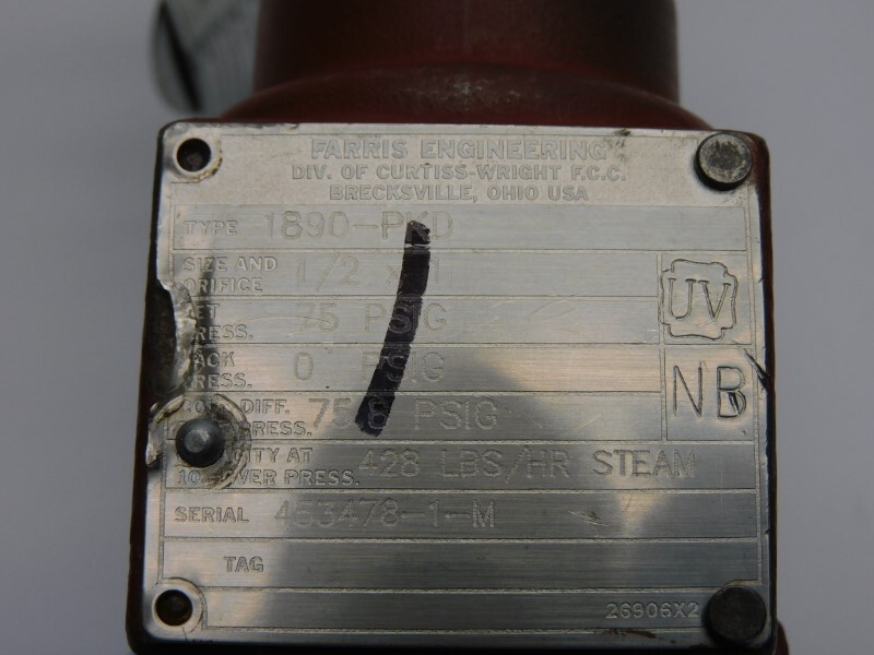 FARRIS ENGINEERING 1890-PKD 75PSI 1/2″X1″ UNMP