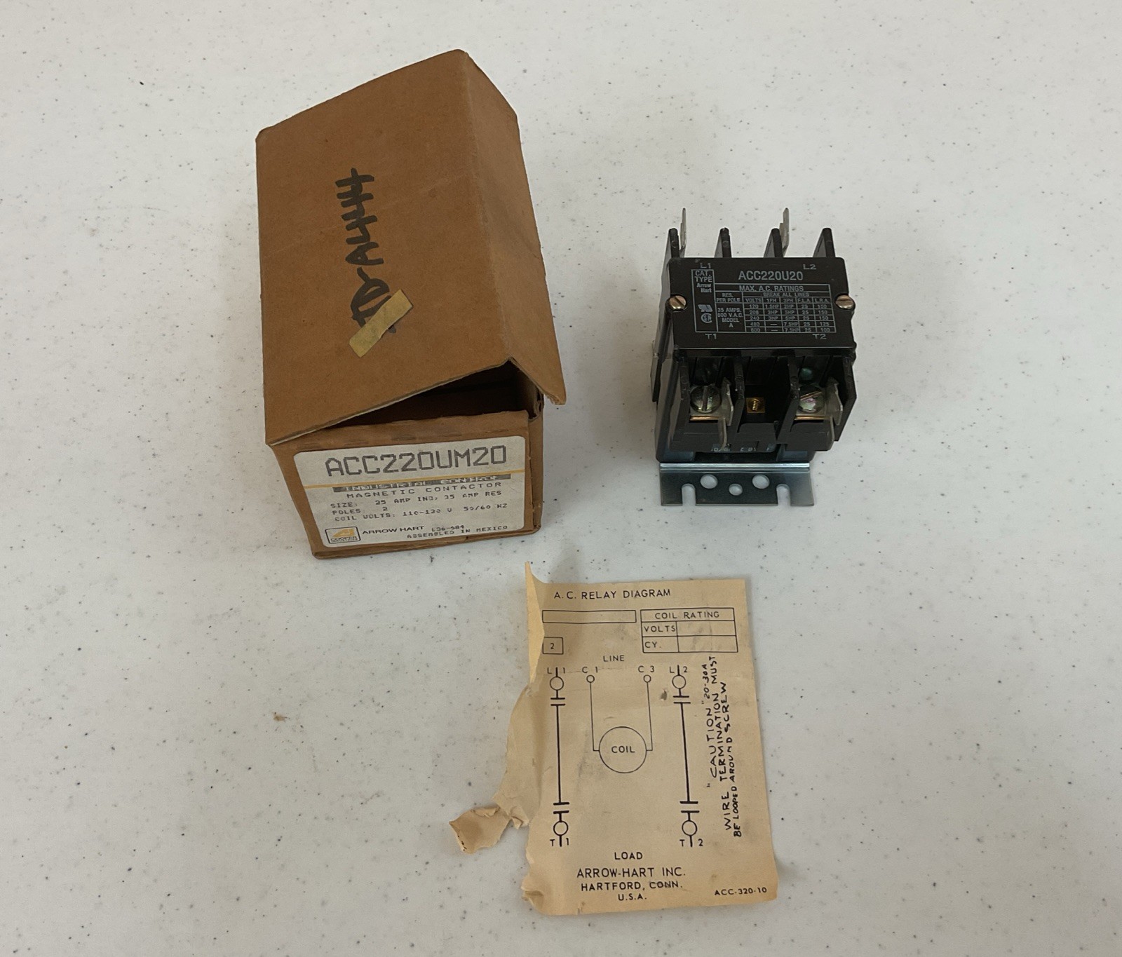 NEW ARROW HART ACC220U20/ACC220UM20 INDUSTRIAL CONTROL MAGNETIC CONTACTOR