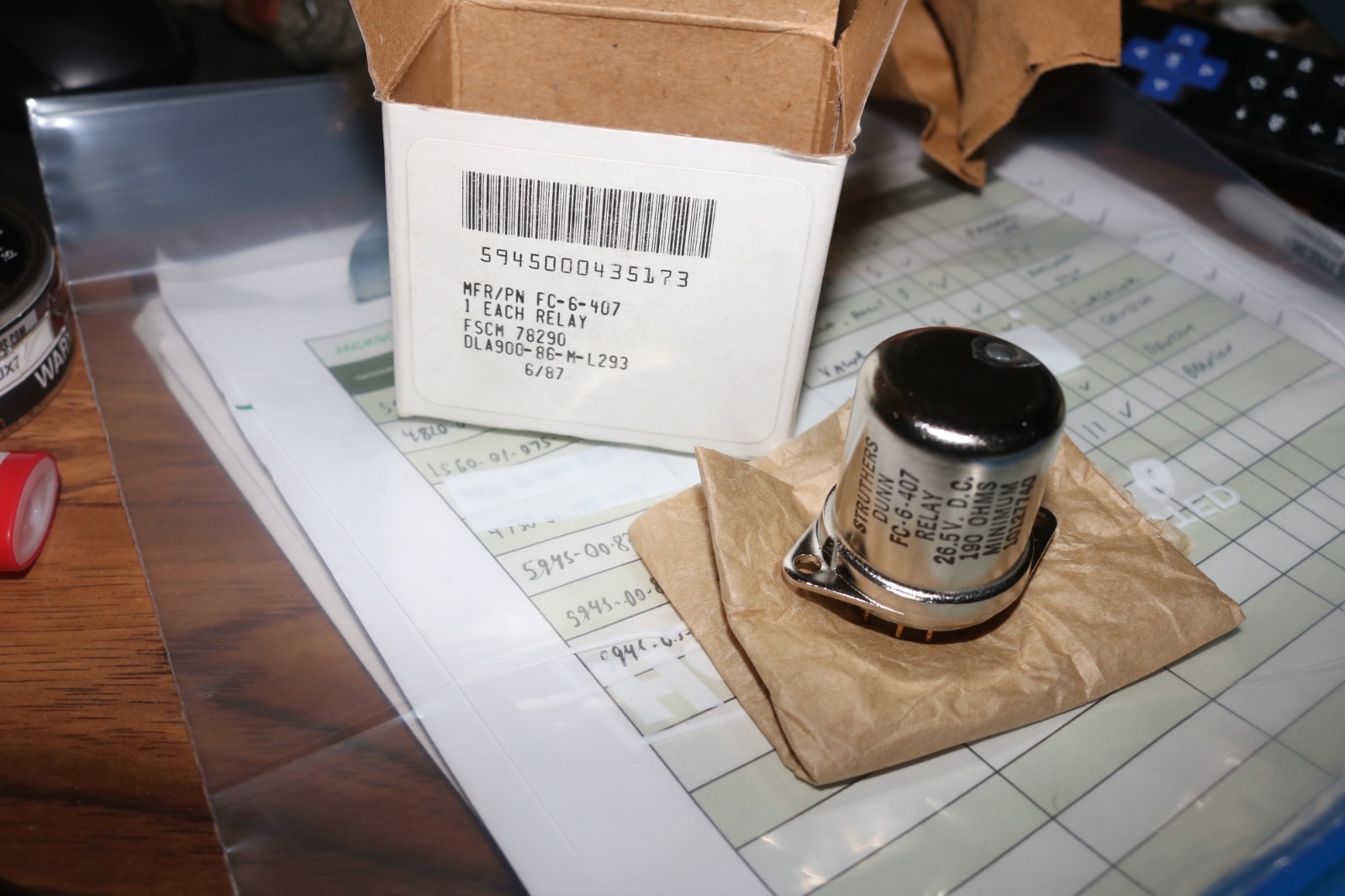 NOS Struthers Dunn 26 volt Relay PN FC-6-407 5945-00-043-5173