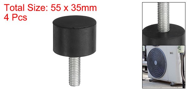 4Pcs Thread Levelling Feet, 1.38″x0.98″ with M10x30mm Studs, Black