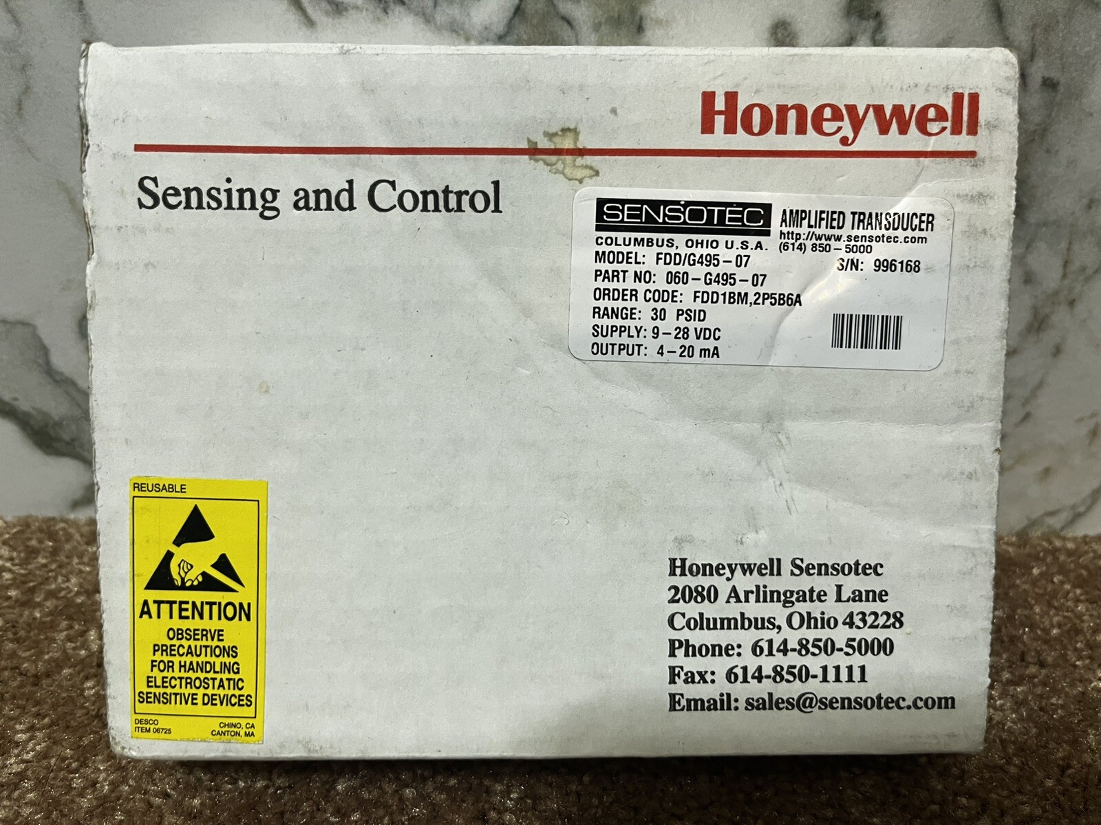 HONEYWELL SENSOTEC AMPLIFIED TRANSDUCER SENSOR FDD/G495-07 060-G495-07 996168