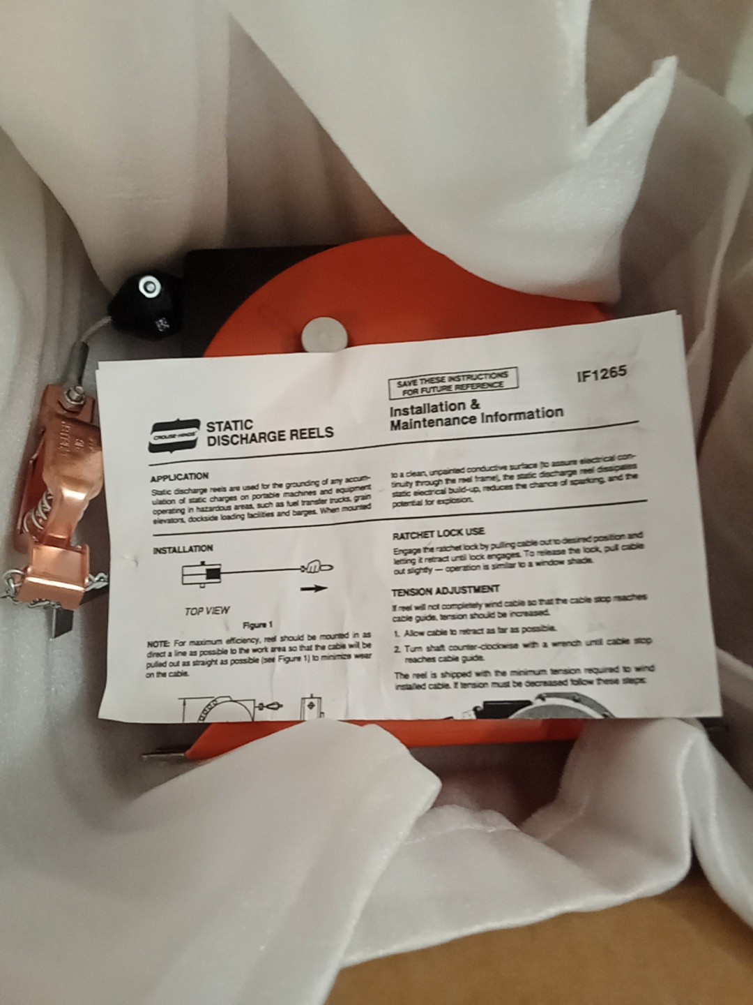Crouse-Hinds Cable Gard SDR 50N Static Discharge Reel With Nylon Covered Cable