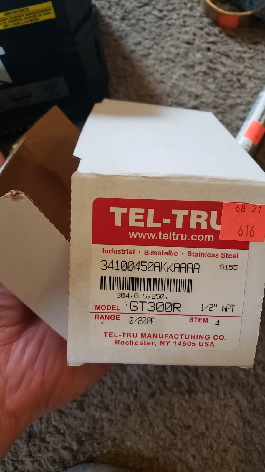 NEW TEL-TRU Temperature Gage Stainless Bimetallic 1/2″ NPT / 0-200F 4″ GT300R cc