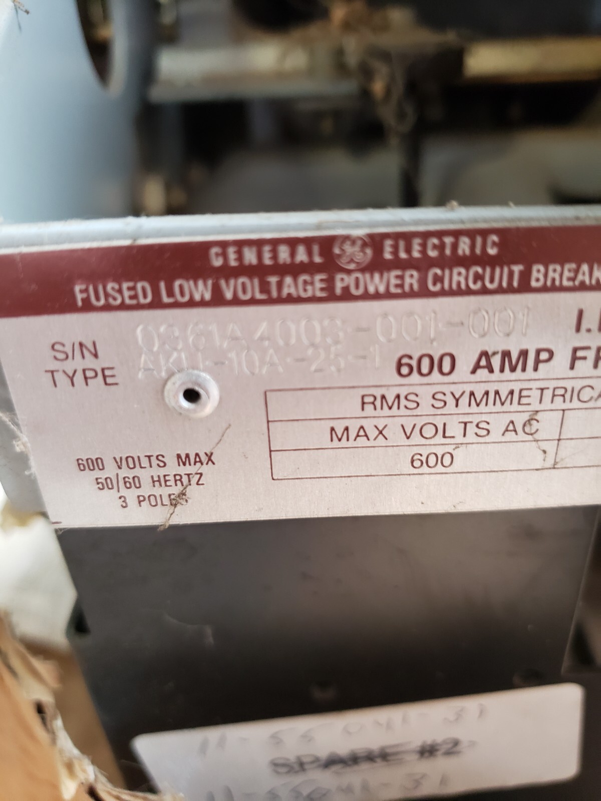 GE AKII-10A-25-1 FUSED LOW VOLTAGE POWER CIRUIT BREAKER 150 600AMP