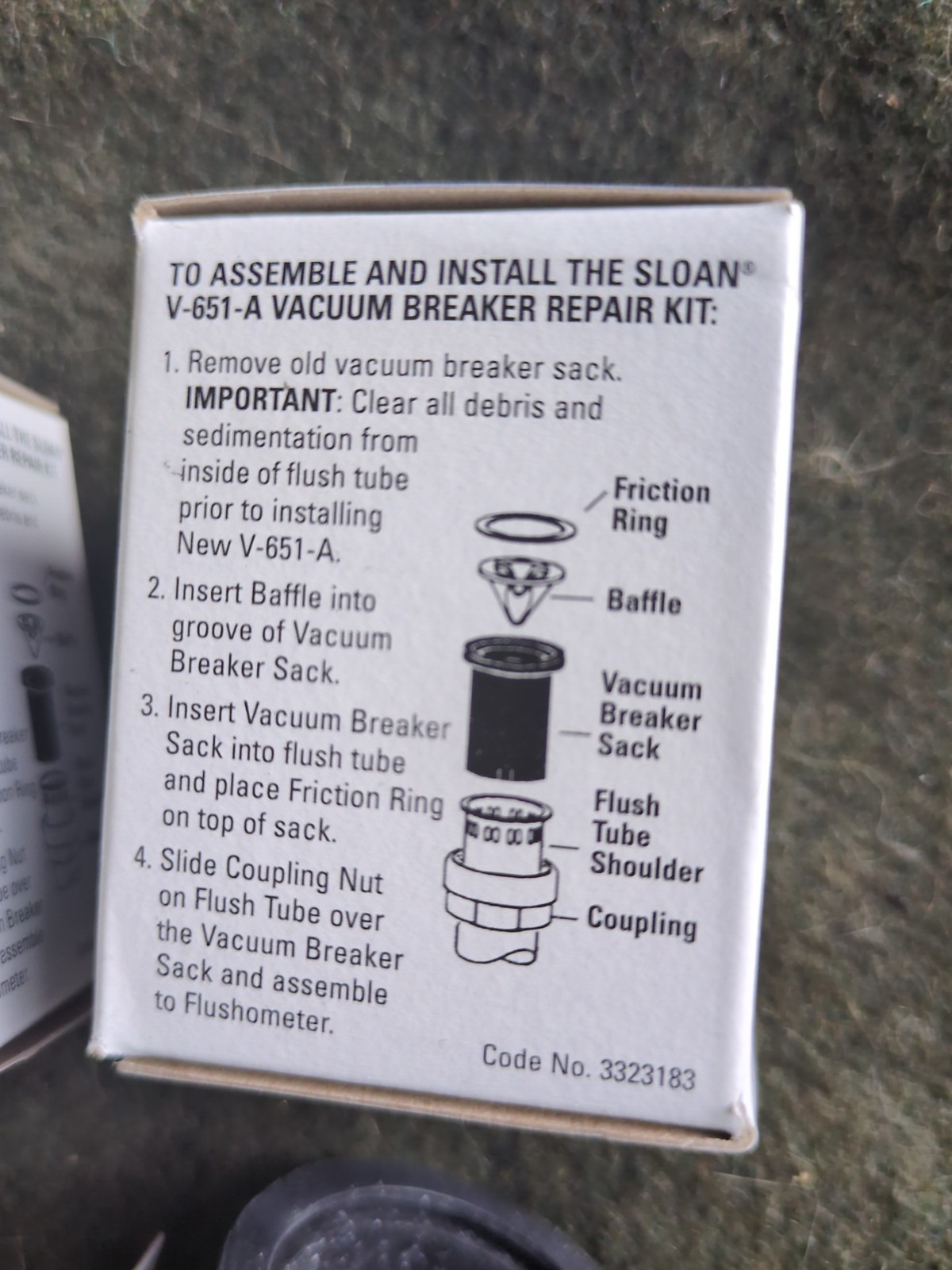 “LOT OF 3” NEW Sloan 2XU35 High Back Pressure Vacuum Breaker Repair Kits