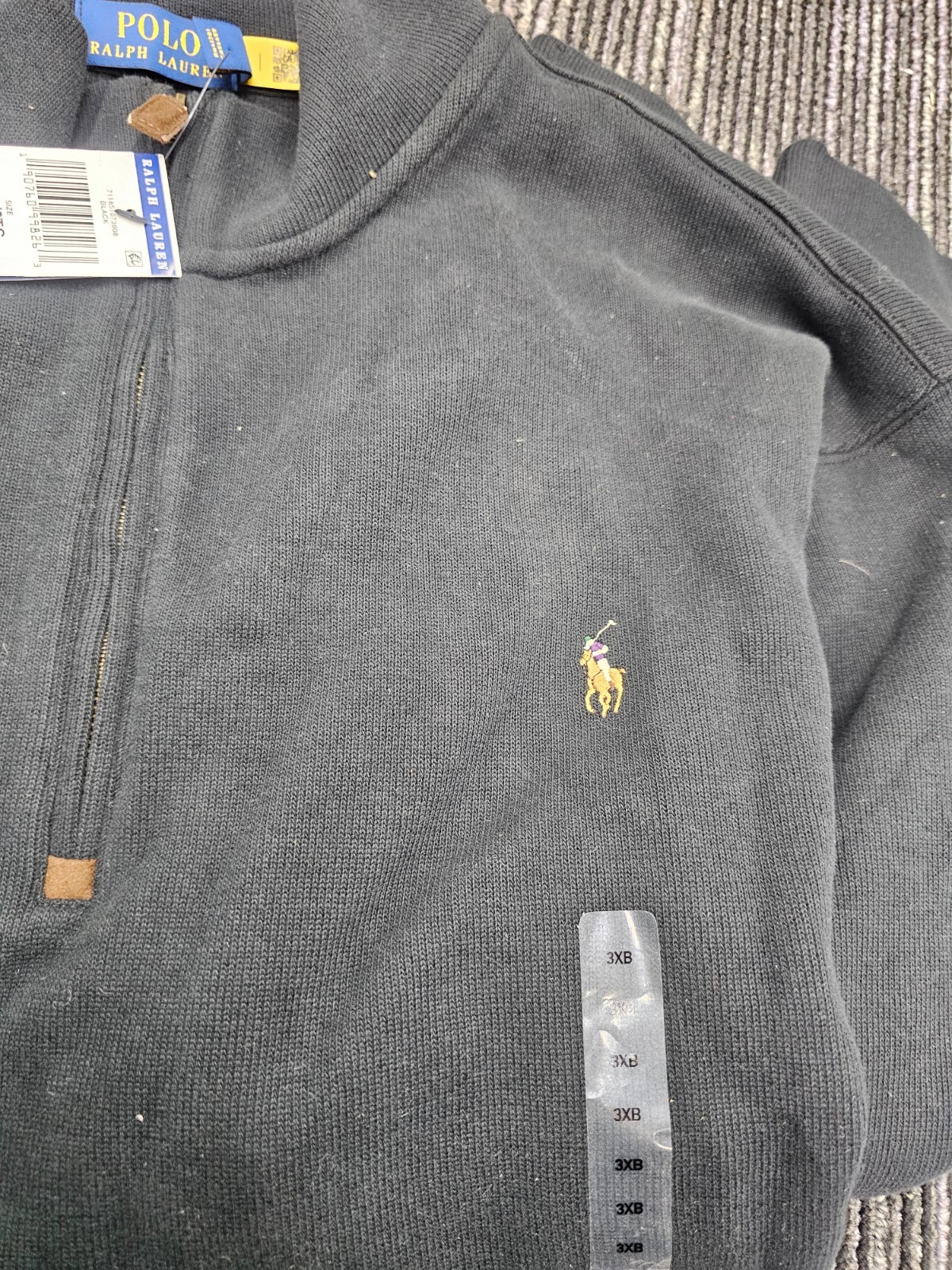 POLO RALPH LAUREN Men’s Big & Tall Fleece 1/2 Zip Mock Sweater Black 3XB/3TG
