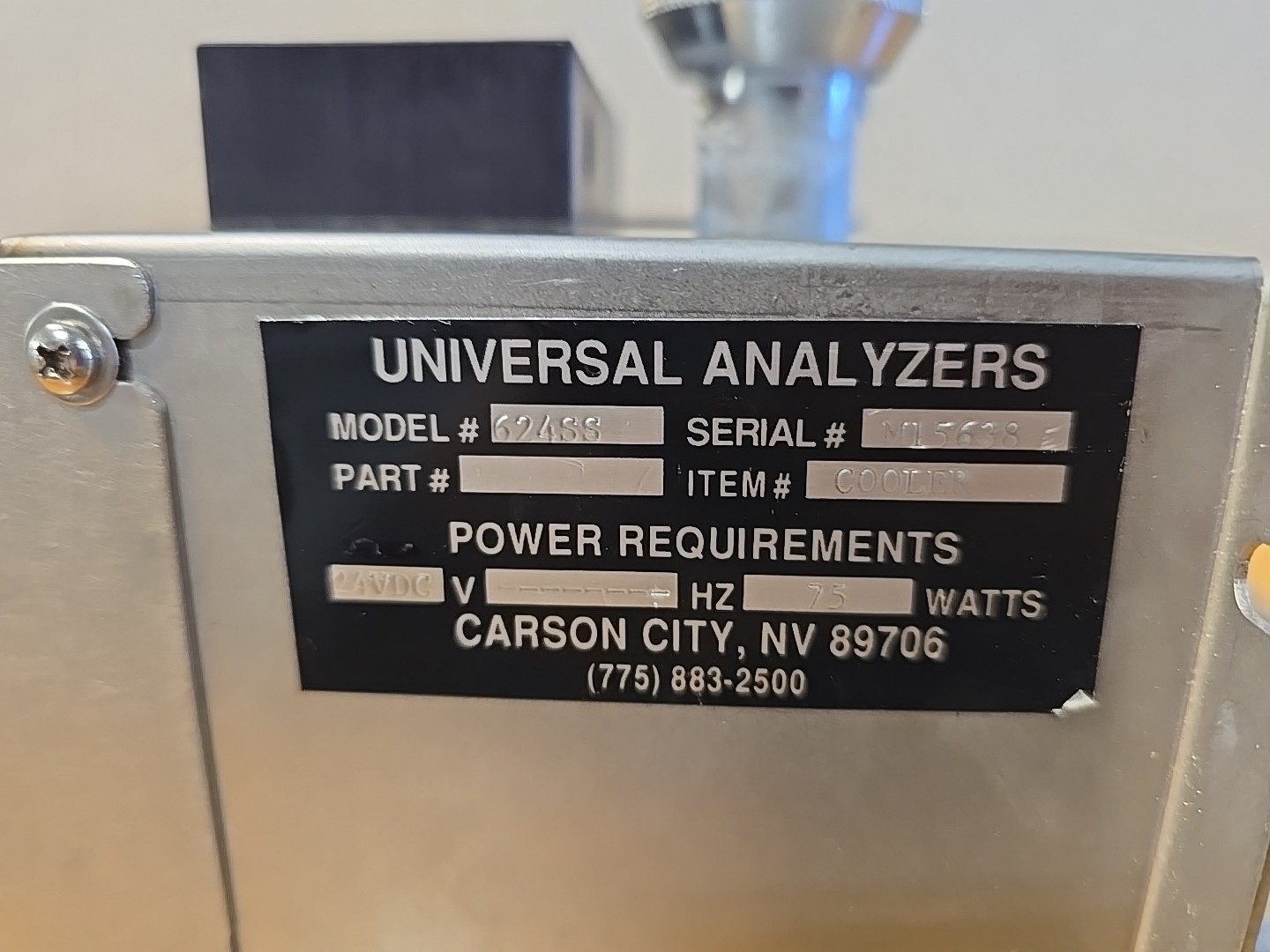 Universal Analyzers 624SS Mini Gas Cooler – 24VDC, 316 Stainless Steel