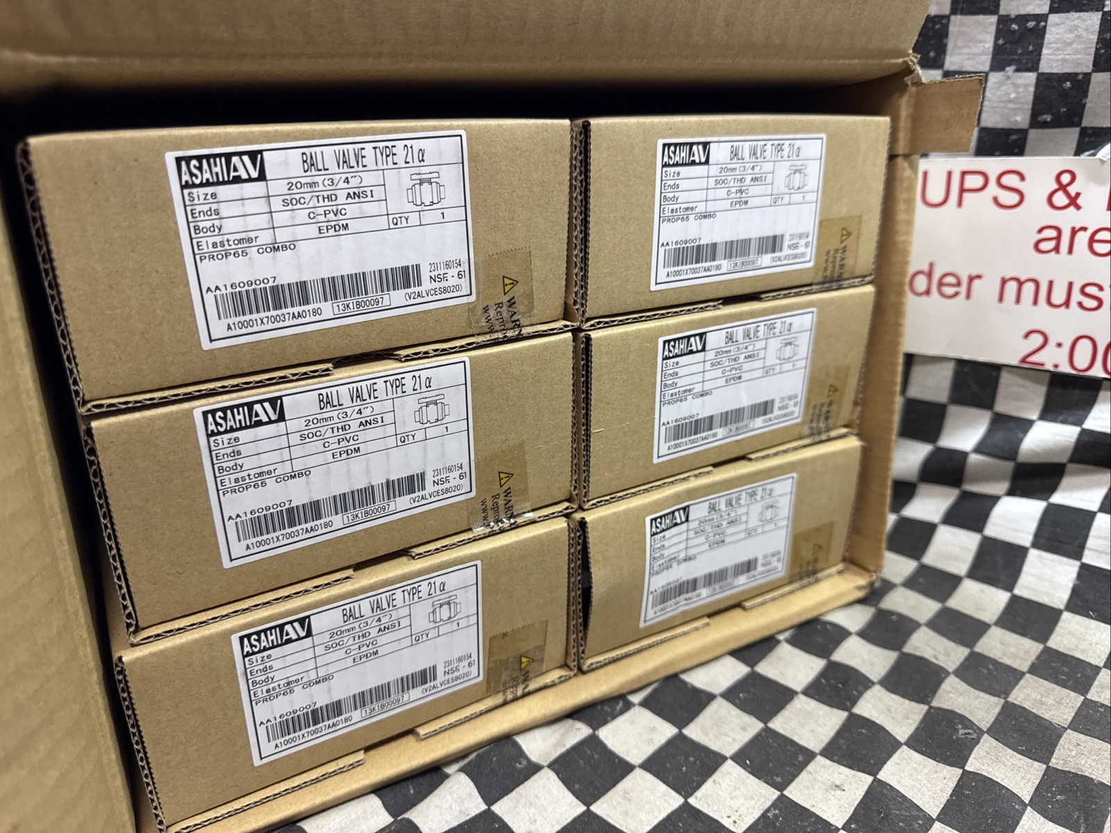 x12 ASAHI AA1609007, BALL VALVE TYPE 21, 3/4″ (20mm) SOC/THD ANSI, C-PVC, EPDM,