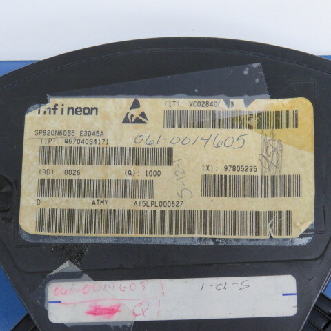 INFINEON SPB20N60S5 Qty of 17 per Lot 600V 20A NCH MOSFET SPB20N60S