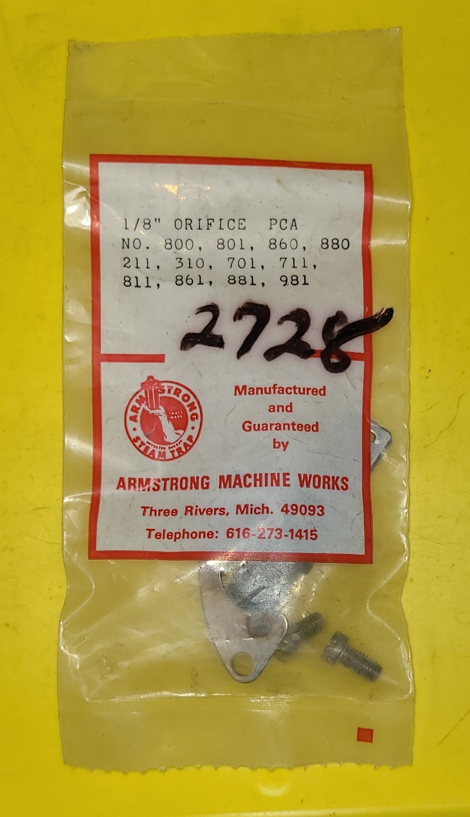 Armstrong 1/8″ ORIFICE PCA 800 801 860 880 211 310 701 711 811 861 881 981