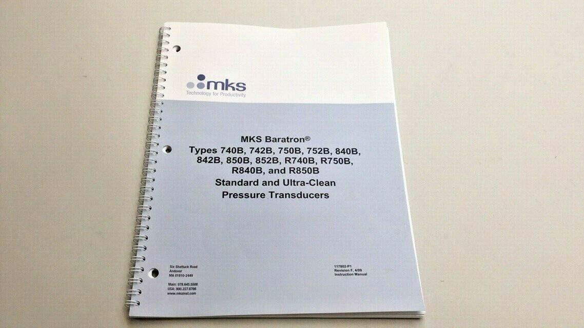 MKS Baratron 117802-P1 Revision F Instruction Manual For Pressure Transducers