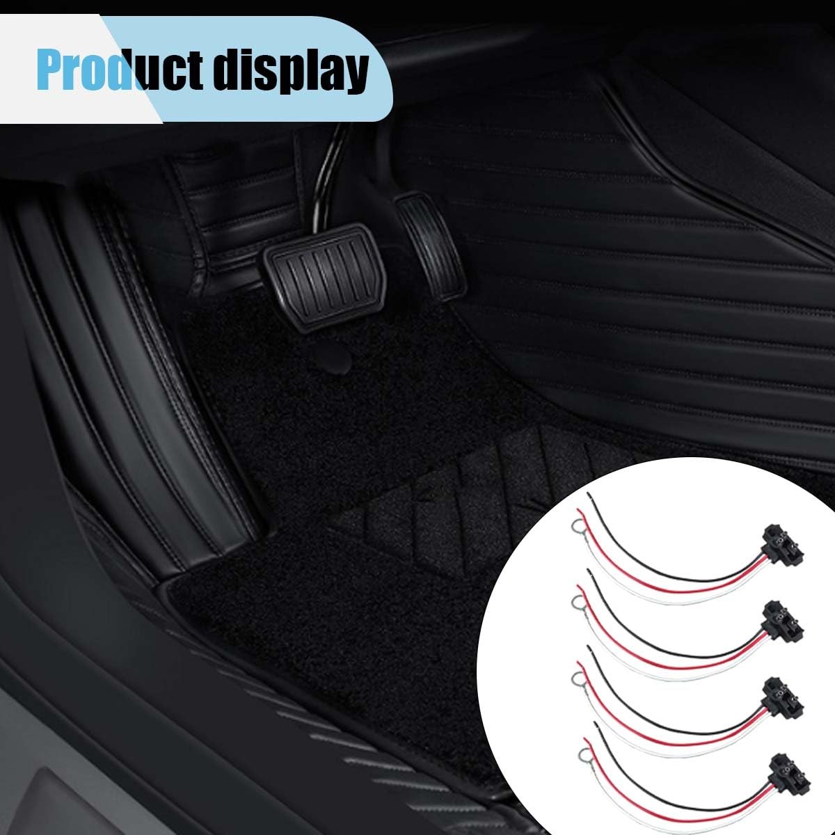 4PCS 3 Pin Truck Trailer Light Connector, 3 Prong 9.65 inch, Black+Red+White