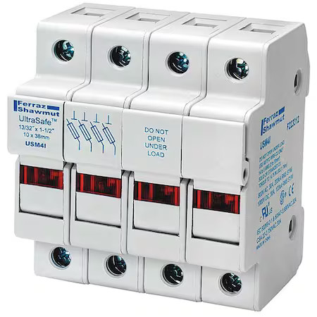 Mersen Usm3in Finger Safe Fuse Block, 0 To 30A Amp Range, 600V Ac/Dc Volt