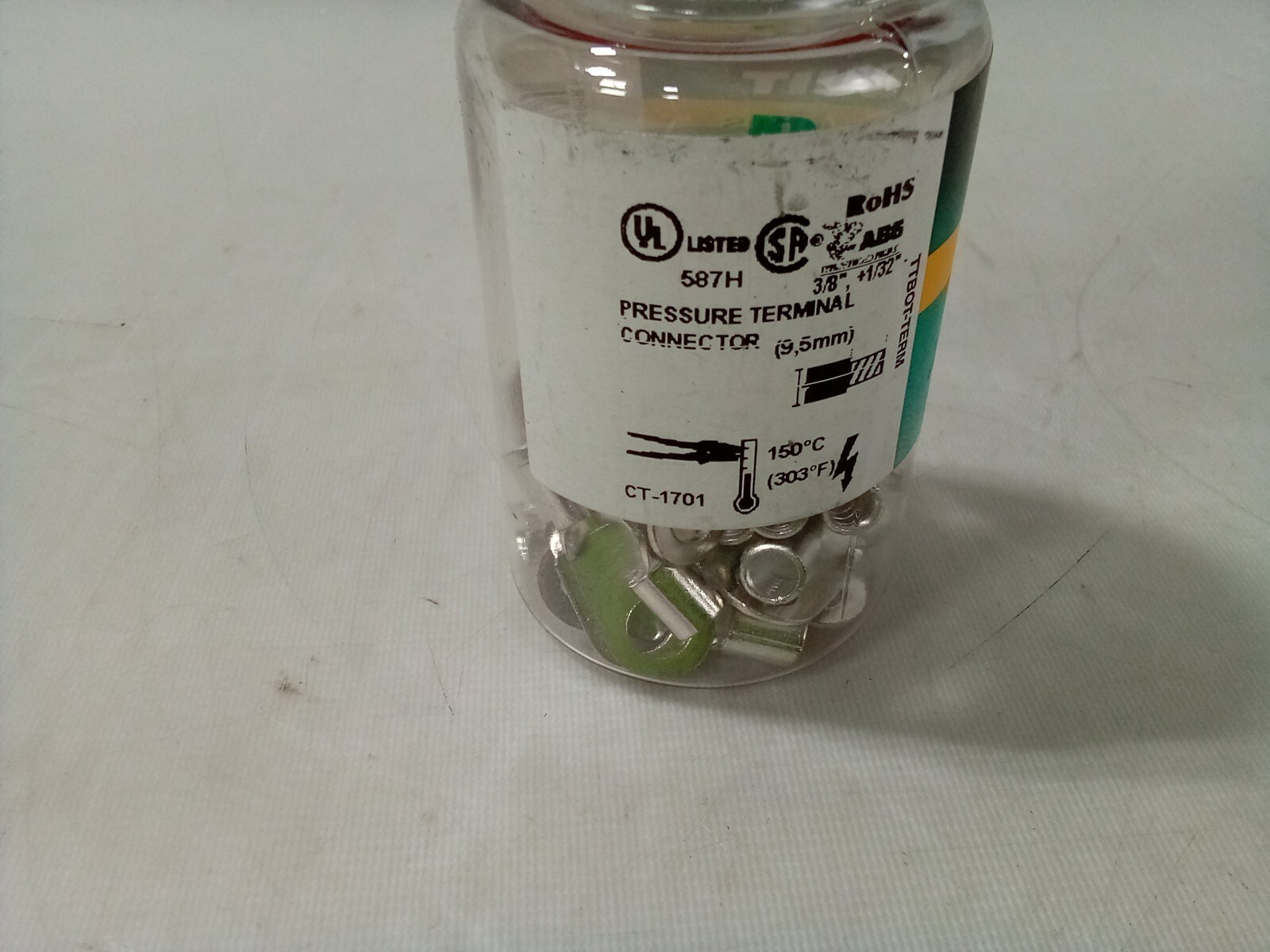 Bottle of 25 Panduit Ring Terminal P8-14R-Q Non-Insulated 1/4 Inch (M6)