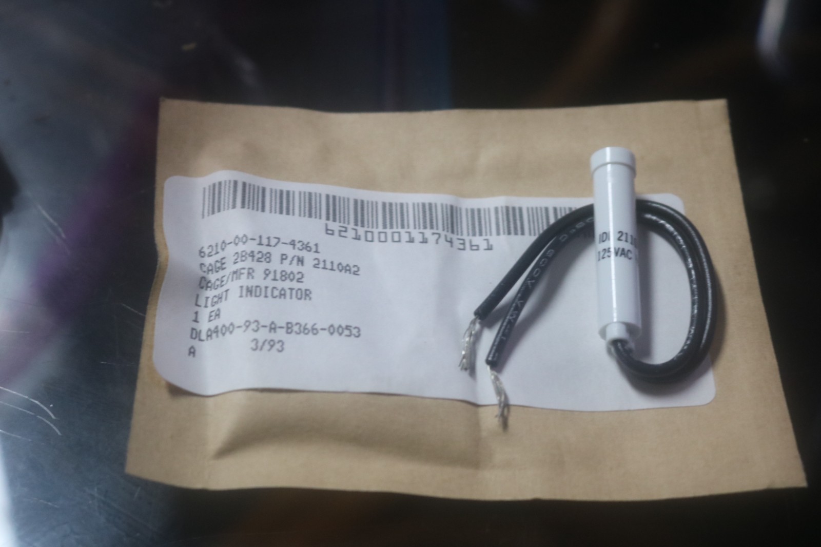 NOS Chicago Miniature neon panel indicator light PN 2110A2 6210-00-117-4361