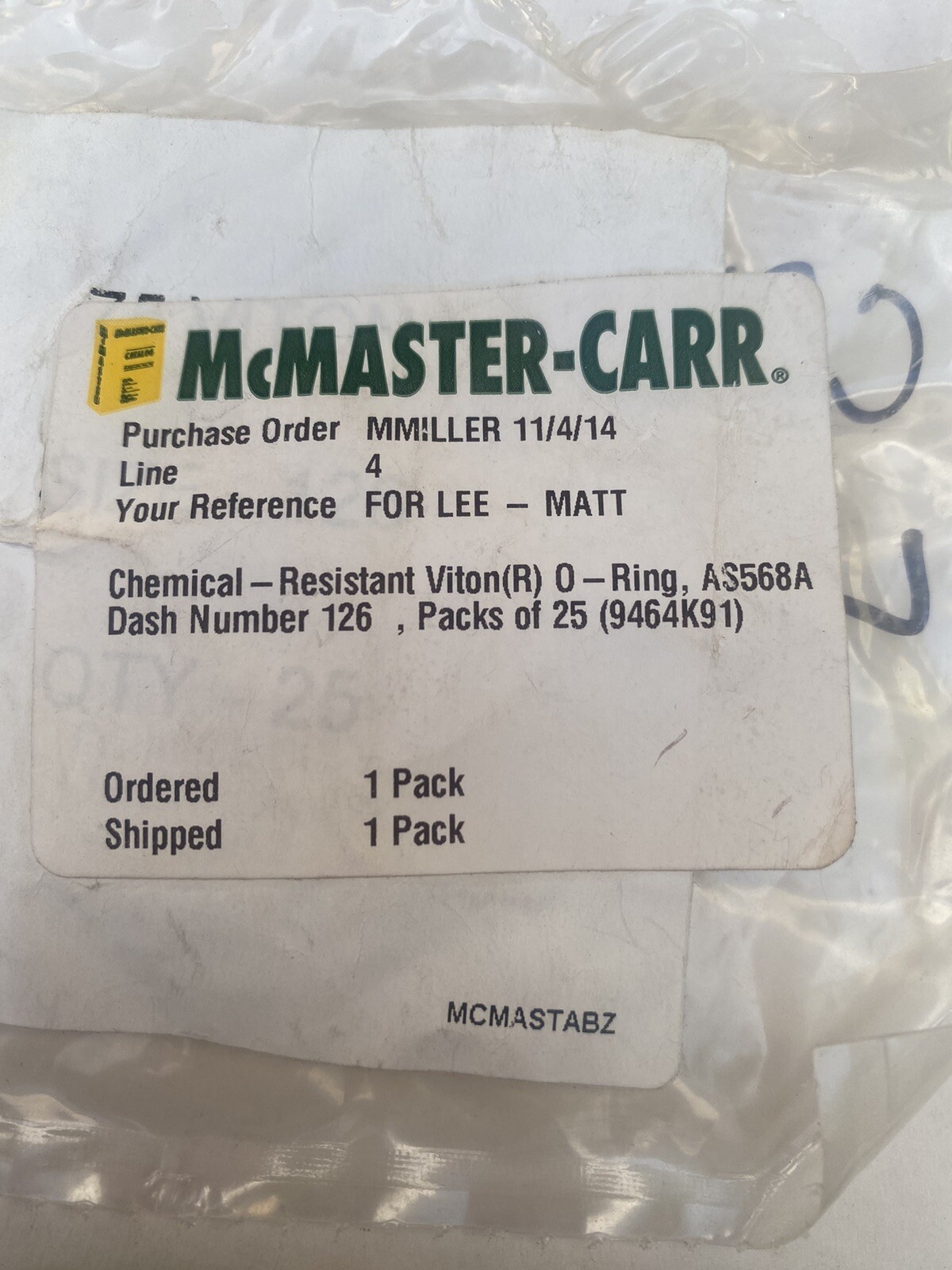 (YC14) Lot of (19) 9464K91 Viton O-Ring AS568A Chemical Resistant