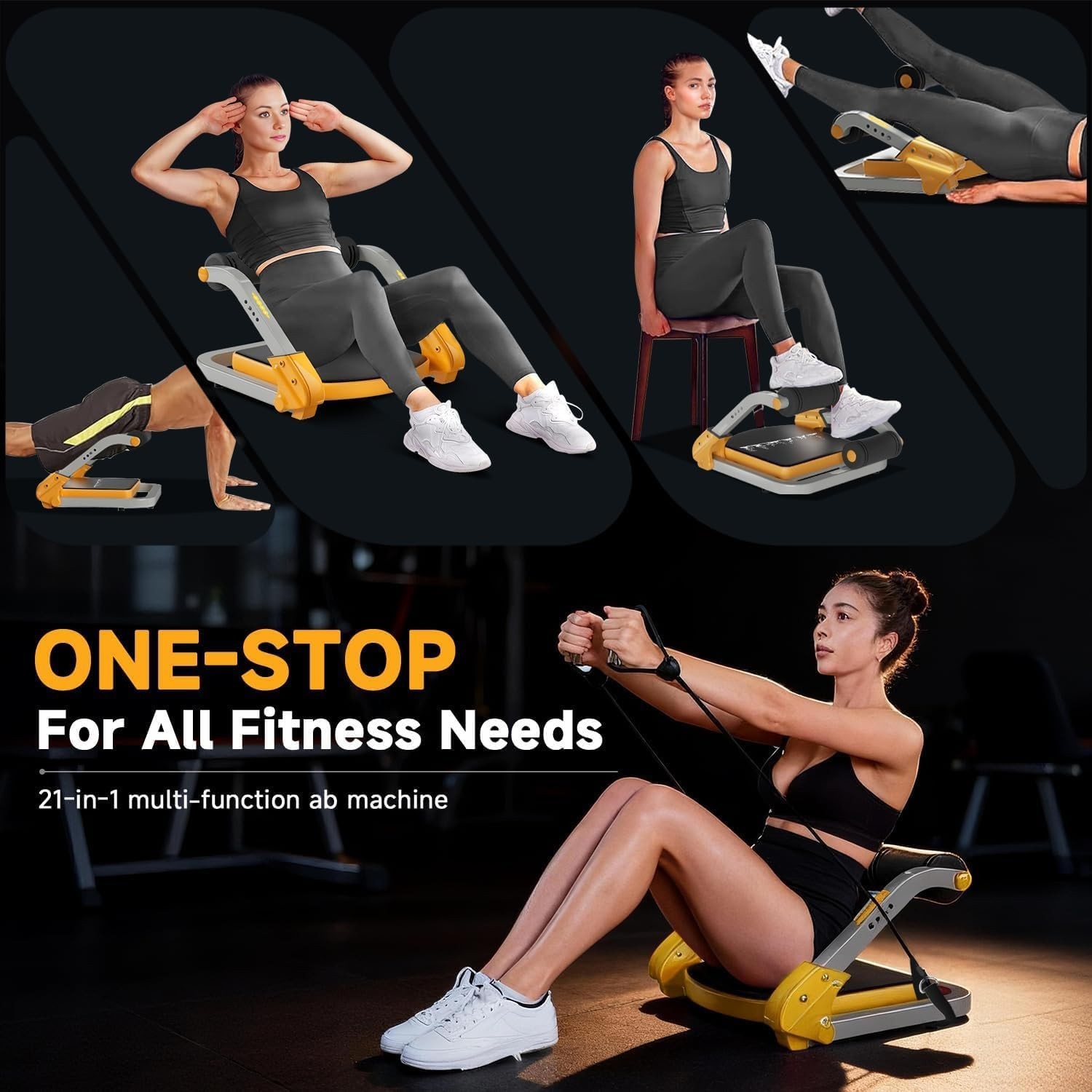 Ab Trainer/Crunch Machine, Ab Workout Equipment, 4 Adjustable Resistance, Ab….