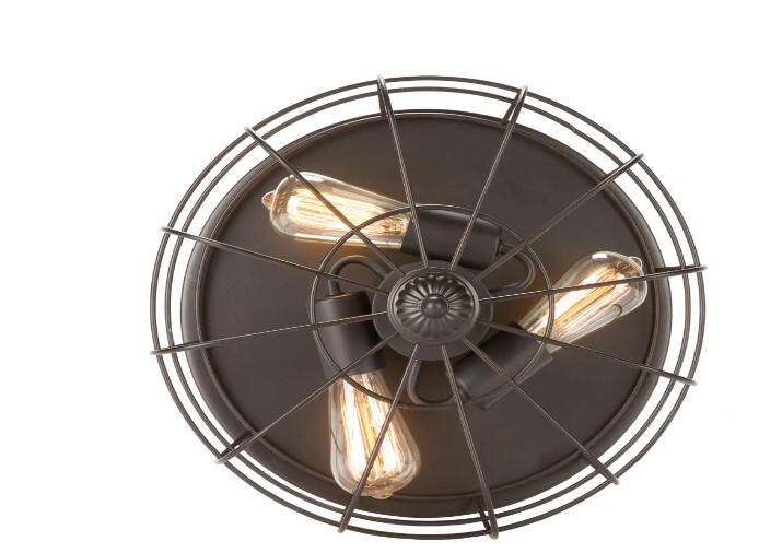 Merra 15 in. Industrial 3-Light Oil Rubbed Bronze Metal Cage Flush Mount
