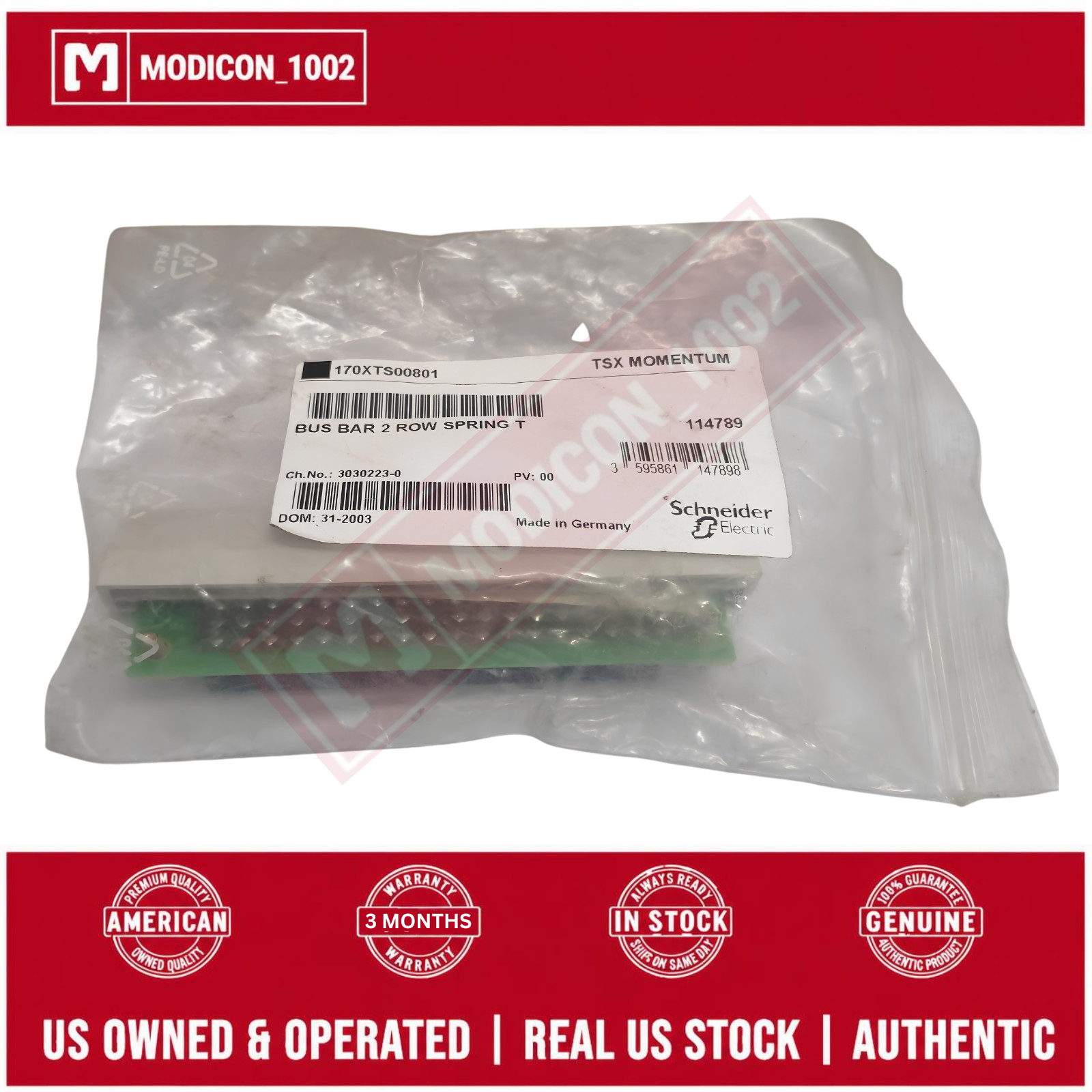 SCHNEIDER ELECTRIC 170XTS00801 BUS BAR 2 ROW SPRING TERMINAL NEW