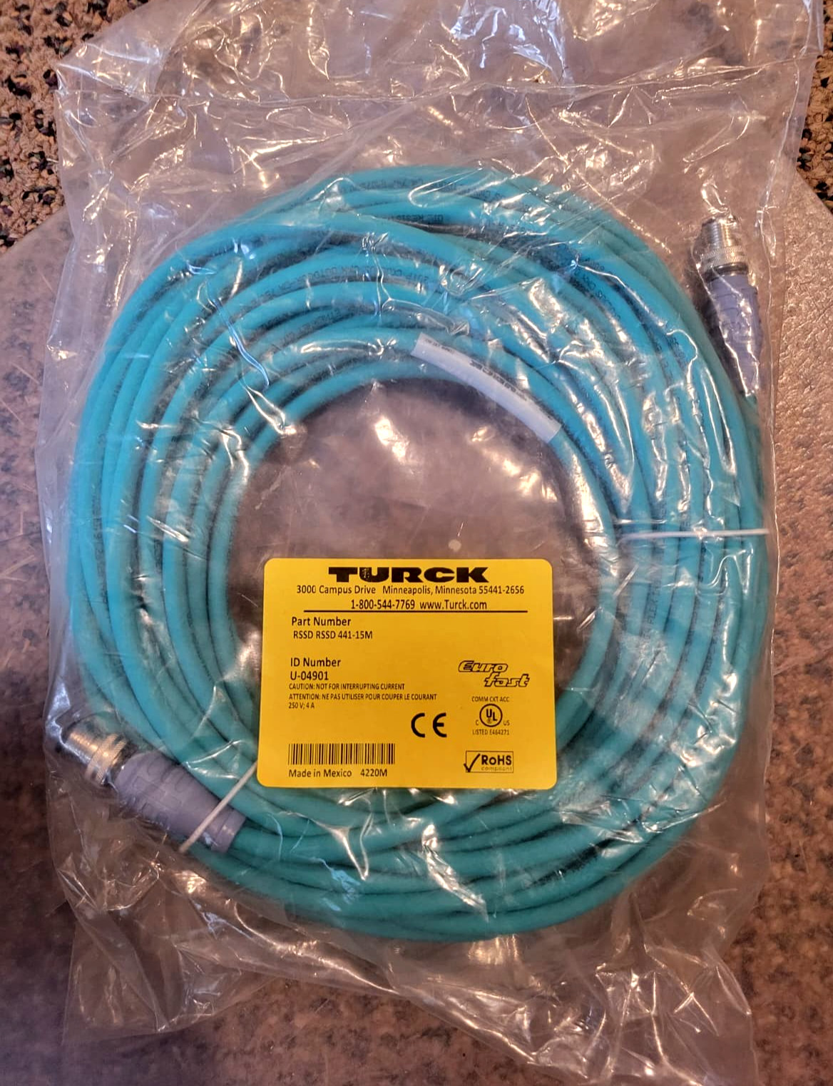 TURCK RSSD RSSD 441-15M CORDSET DOUBLE ENDED 4 PIN M12 MALE STRAIGHT, U-04901
