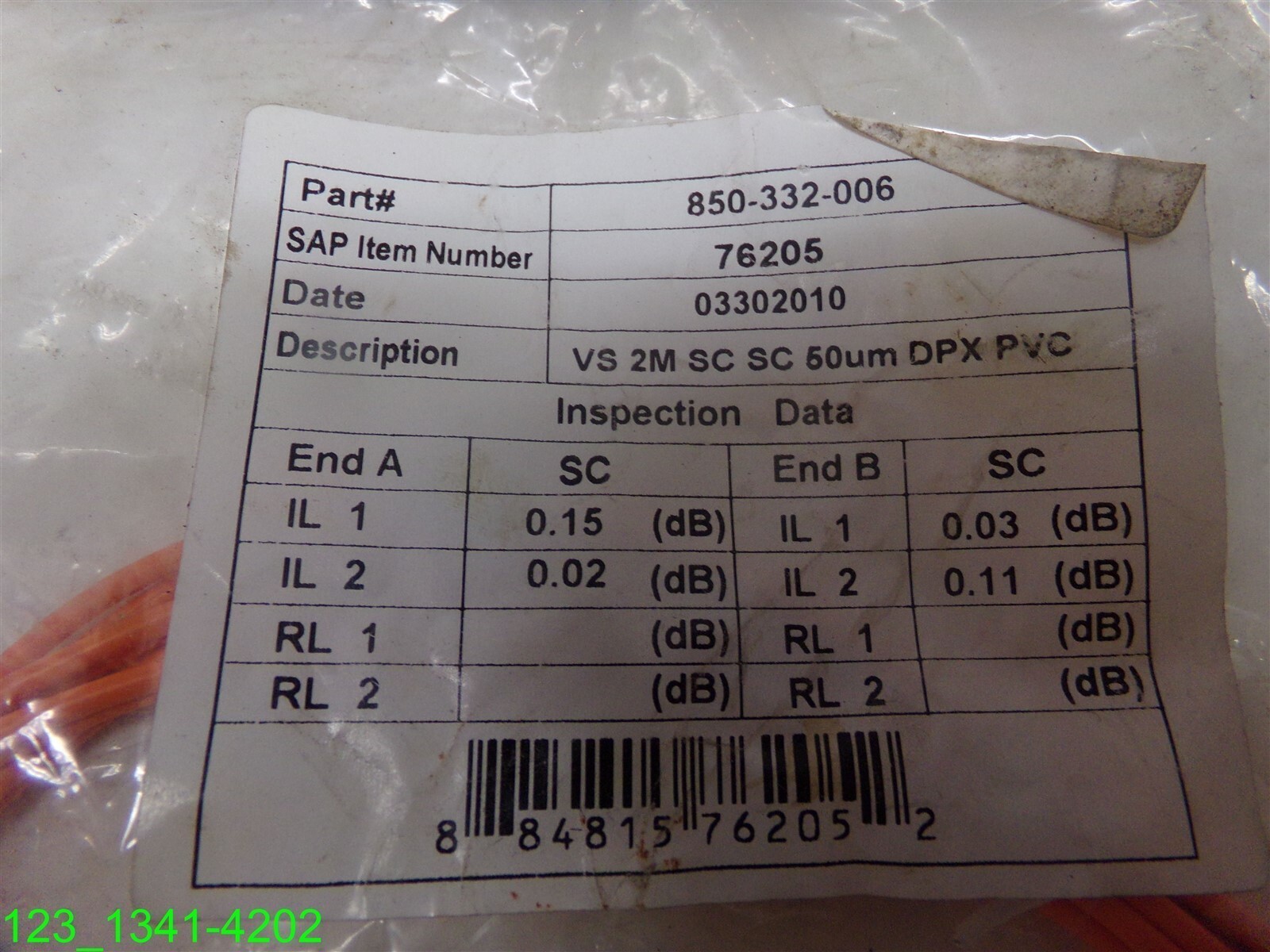 FIBER JUMPER SC/SC 50 MICRON 2M, 850-332-006