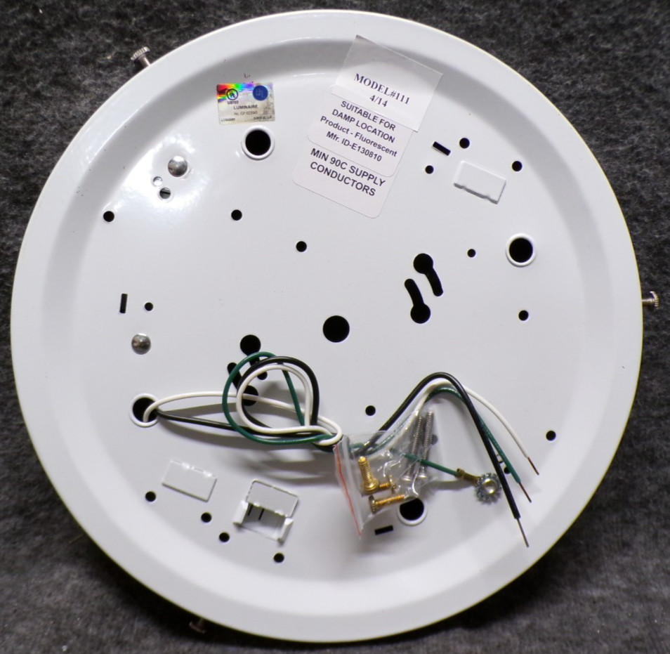 White Round Ceiling Light Fixture Fluorescent Luminaire Model #111