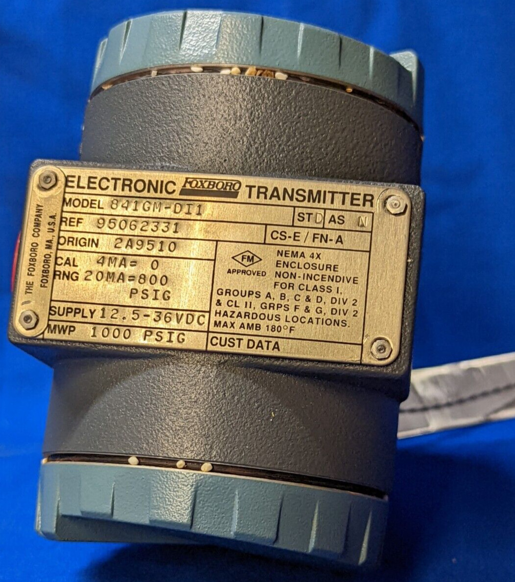 FOXBORO ELECTRONIC TRANSMITTER 841GM-DI1 1000 PSIG 12.5- 36 VDC 20MA @ 300 PSI