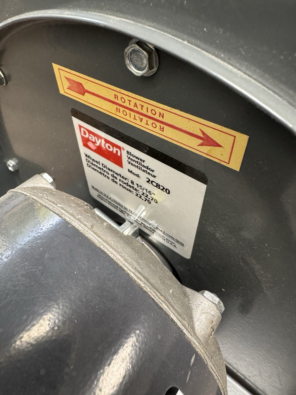 Dayton Power Tool Motor 2C820 Industrial High Pressure Blower 5K586B Motor 1/3Hp
