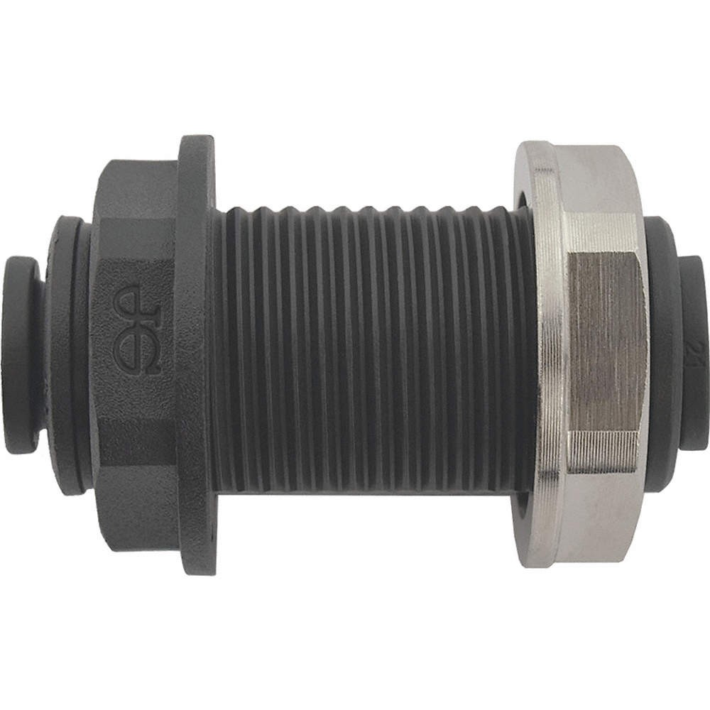 JOHN GUEST PP1208E Bulkhead Union,Black,1/4″ Tube Size,PK10 400L41