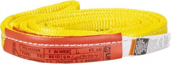 Lift-All 6′ Long x 1″ Wide, 3,200 Lb Vertical Capacity, 2 Ply, Polyester Web …