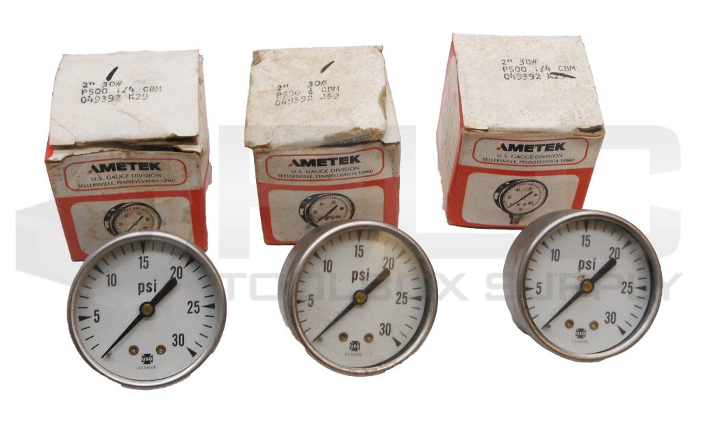 LOT OF 3 NEW AMETEK P500 PRESSURE GAUGE 2″ 1/4″NPT 0-30PSI 049392K29 *READ*