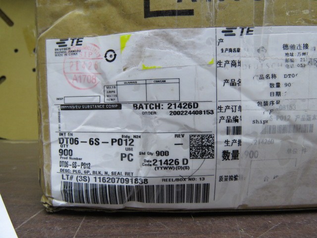 Deutsch DT06-6S-P012 Qty of 20 per Lot Deutsch DT06-6S-P012