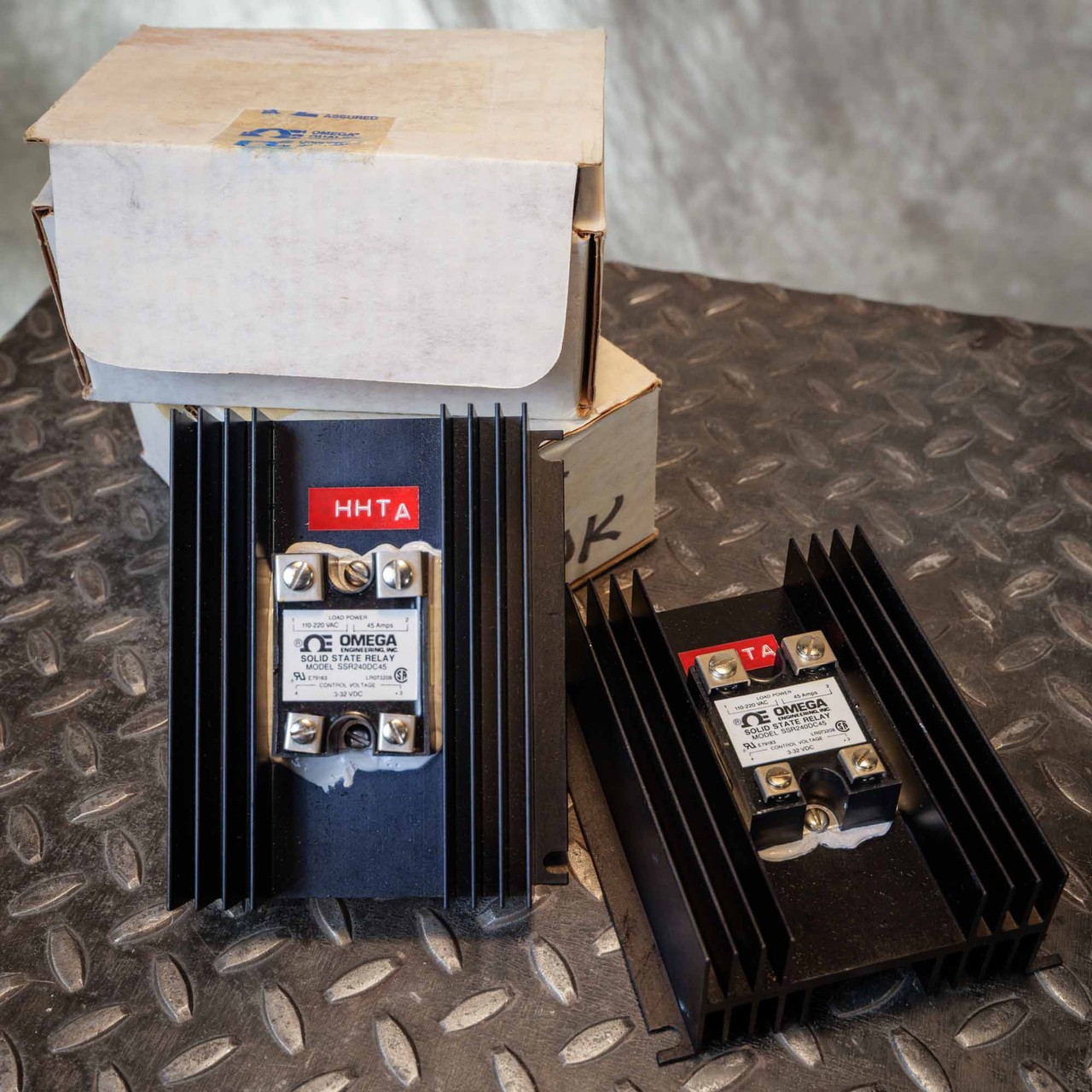 2x Omega SSR240DC45 Solid State Relay 45A w Heat Sink NOS