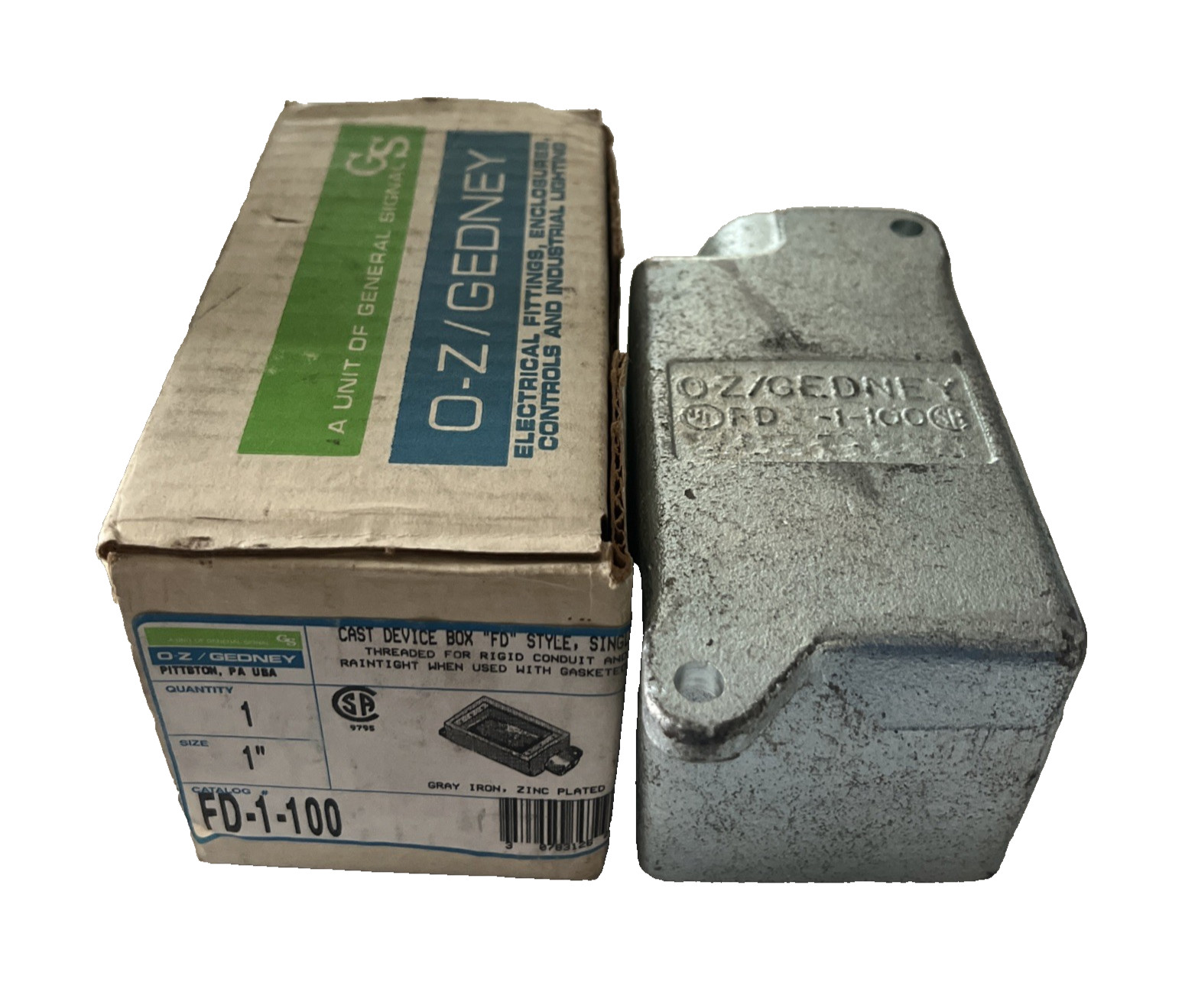 NEW OZ GEDNEY FD-1-100 CAST DEVICE BOX 1″
