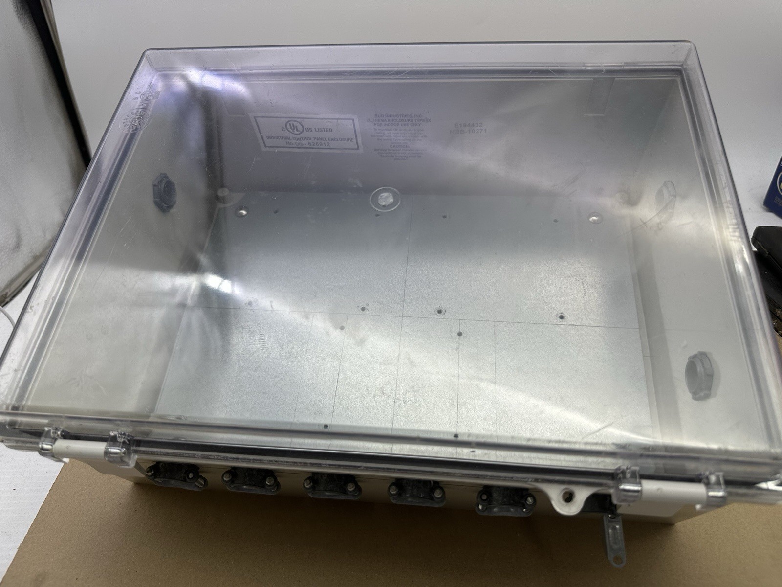 Bud Industries NBB-10273 Light Gray Style B Plastic Indoor Box with Clear Door