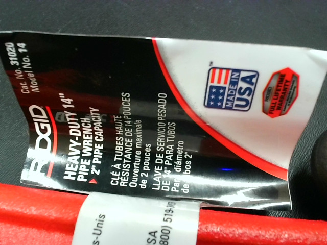 Ridgid 31020 14″ Heavy-Duty Plumbing Straight 14″ Pipe Wrench R – New No Box