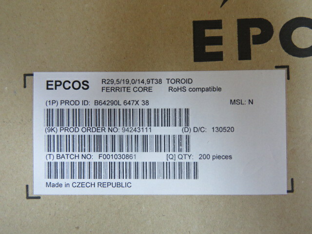 EPCOS B64290L647X38 Qty of 12 per Lot Epoxy T38 Ferrite Core Toroid Type Length