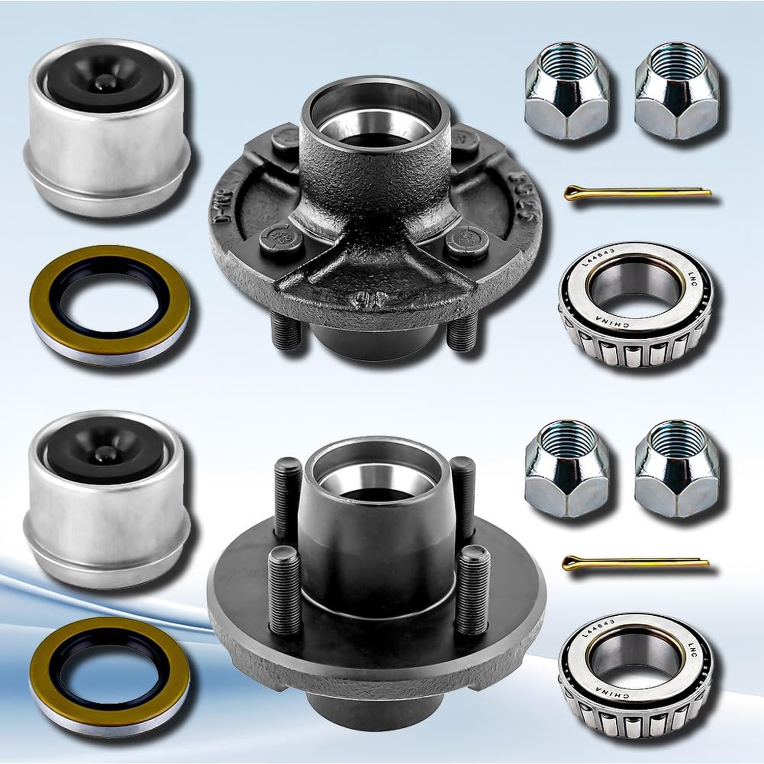 Trailer Idler Hub Kit 4 on 4” for 2000 lbs 1″ and 1″-1/16″ Trailer Axle,Tr