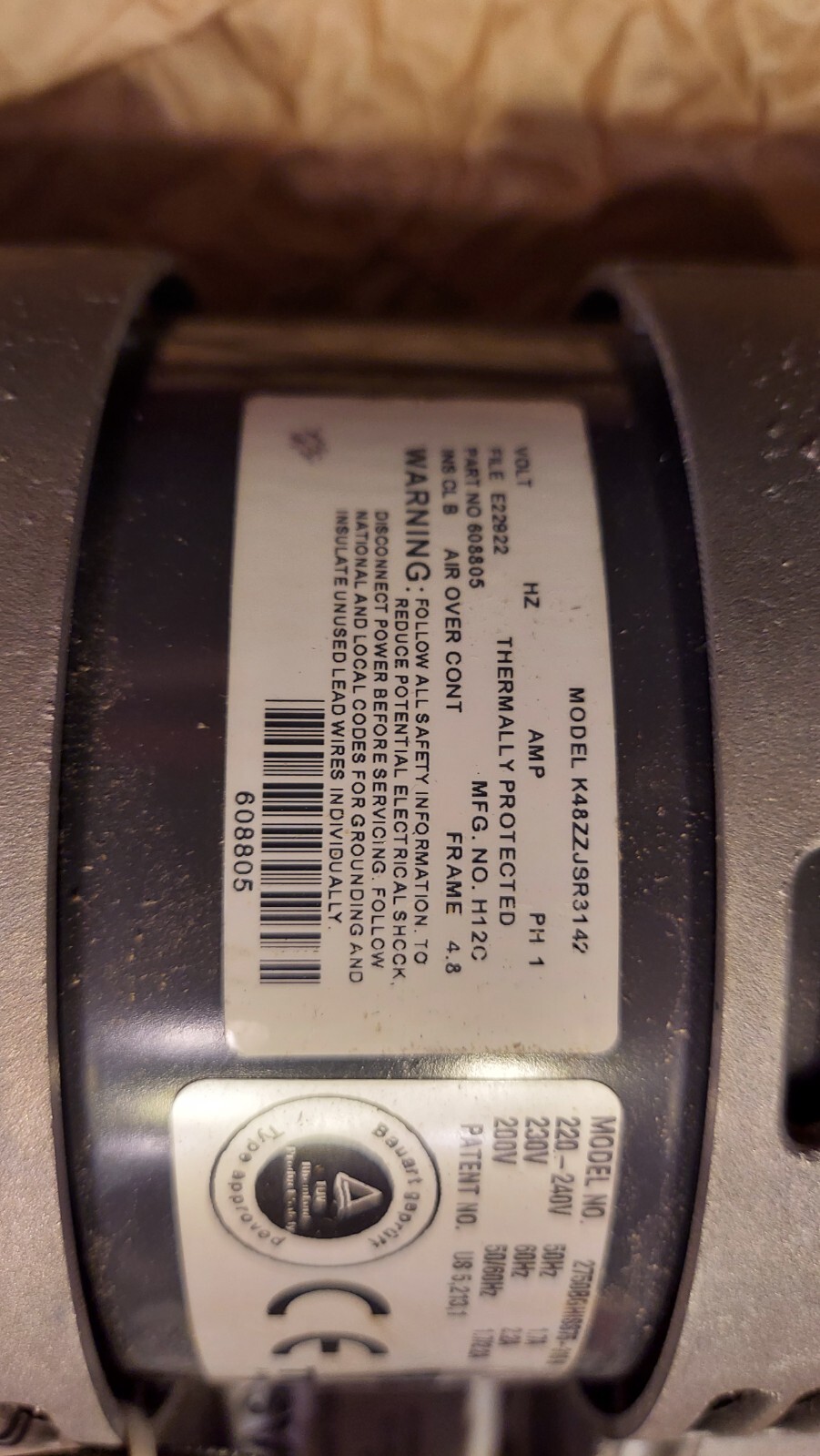 Rebuilt Thomas 2750BGHI75 Vacuum Pump 230VAC 2.2 AMP