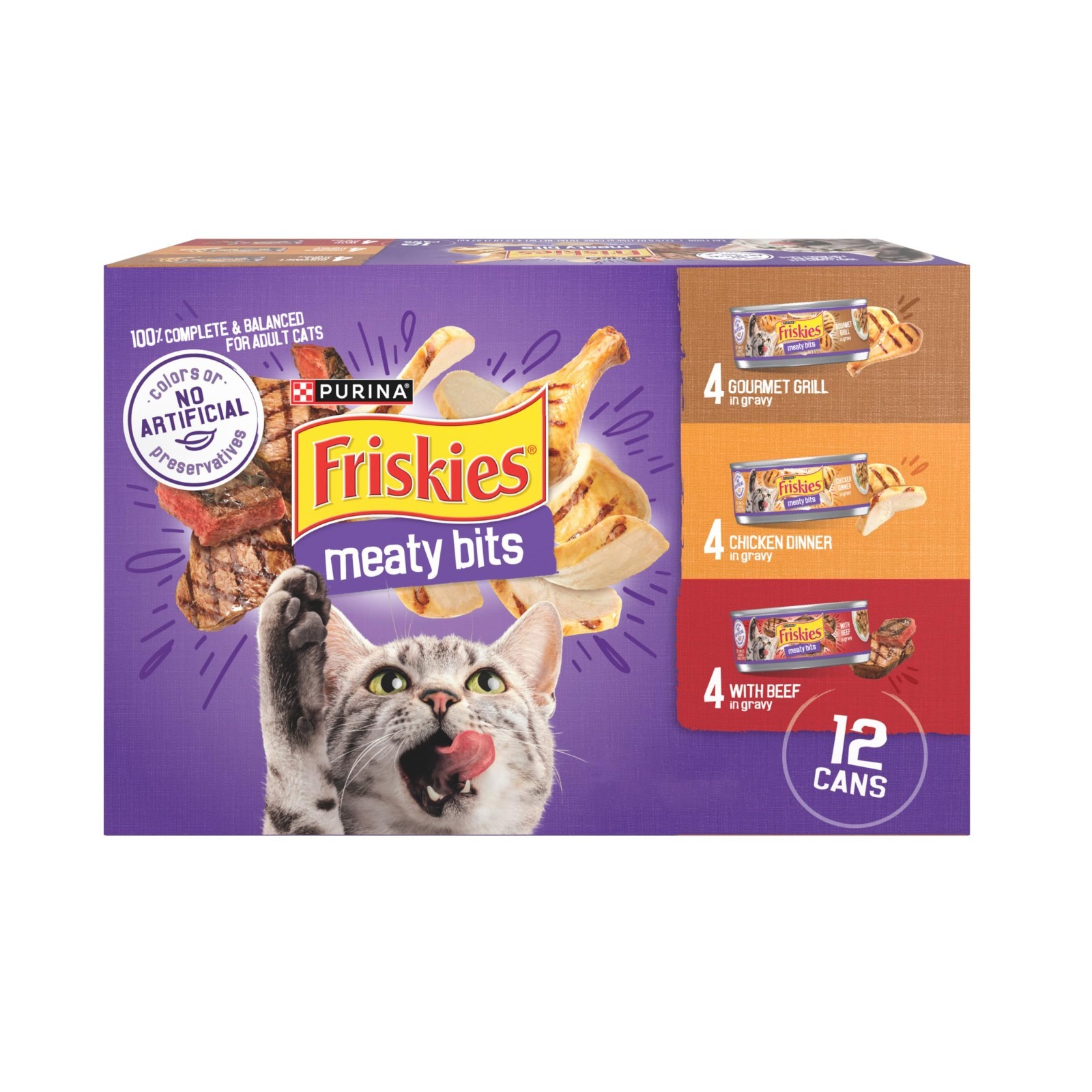 Friskies Gravy Variety Pack Meaty Bits Wet Cat Food 12 Cans Pack of 6