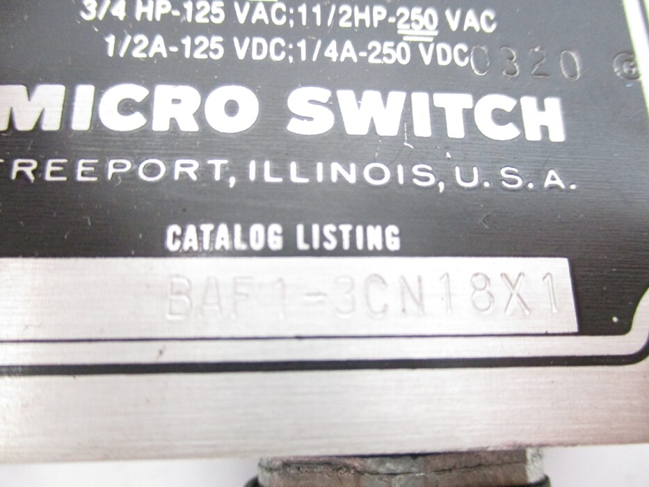 MICRO SWITCH BAF1-3CN18X1 480VAC 15A NSNP