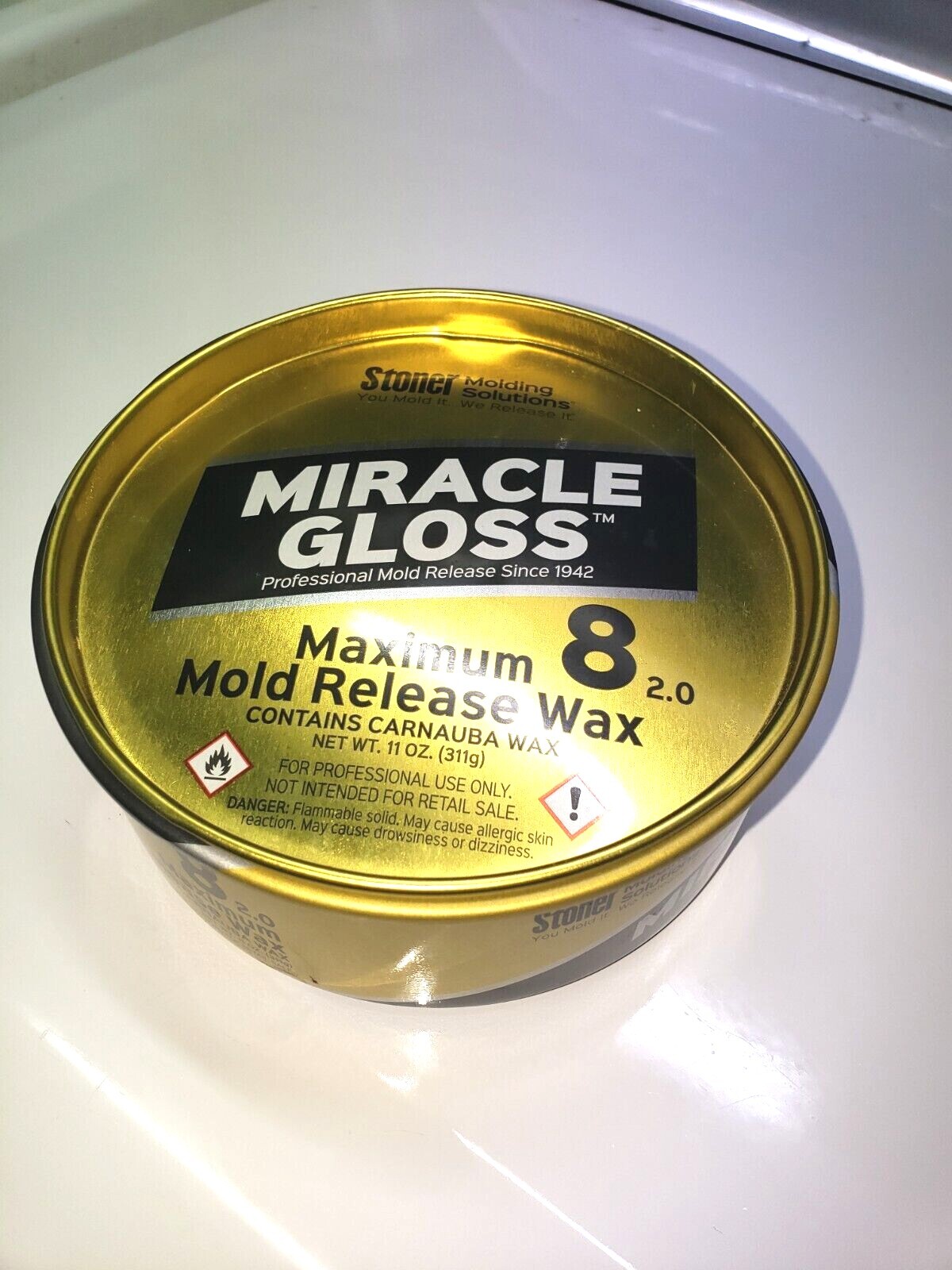 STONER WAX, FORMERLY MEGUIAR’S MIRROR GLAZE MAXIMUM 8 MOLD RELEASE WAX 11 oz.