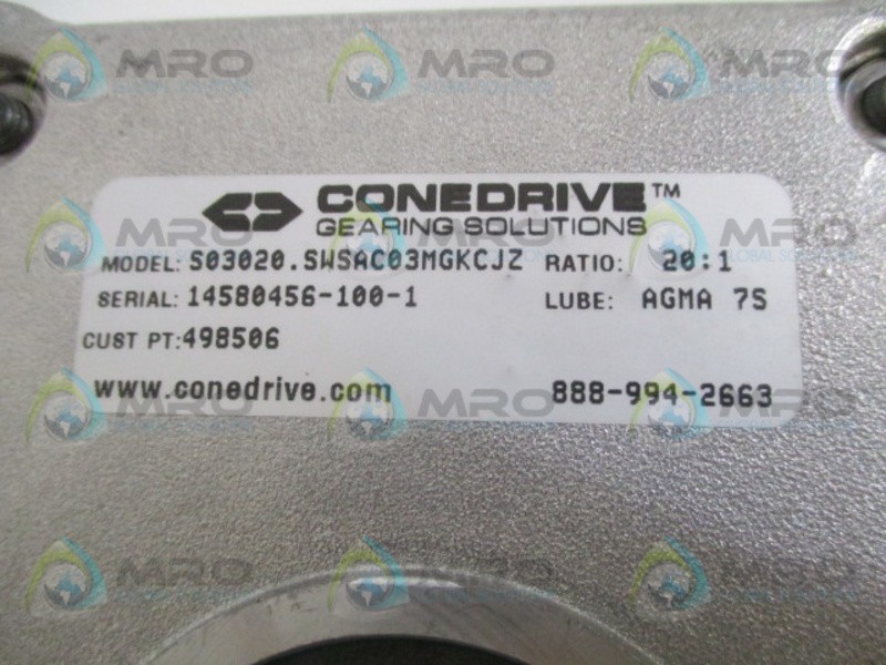 CONEDRIVE S03020.SWSAC03MGKCJZ GEAR BOX RATIO: 20:1 NSNP