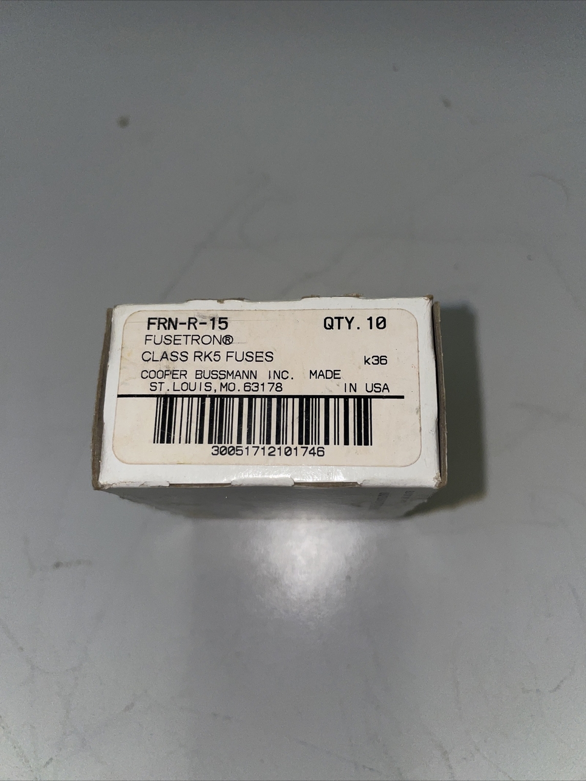 New Box Of (10) FRN-R-15 Bussmann FRN-R-15 Fusetron Fuses RK5 15A